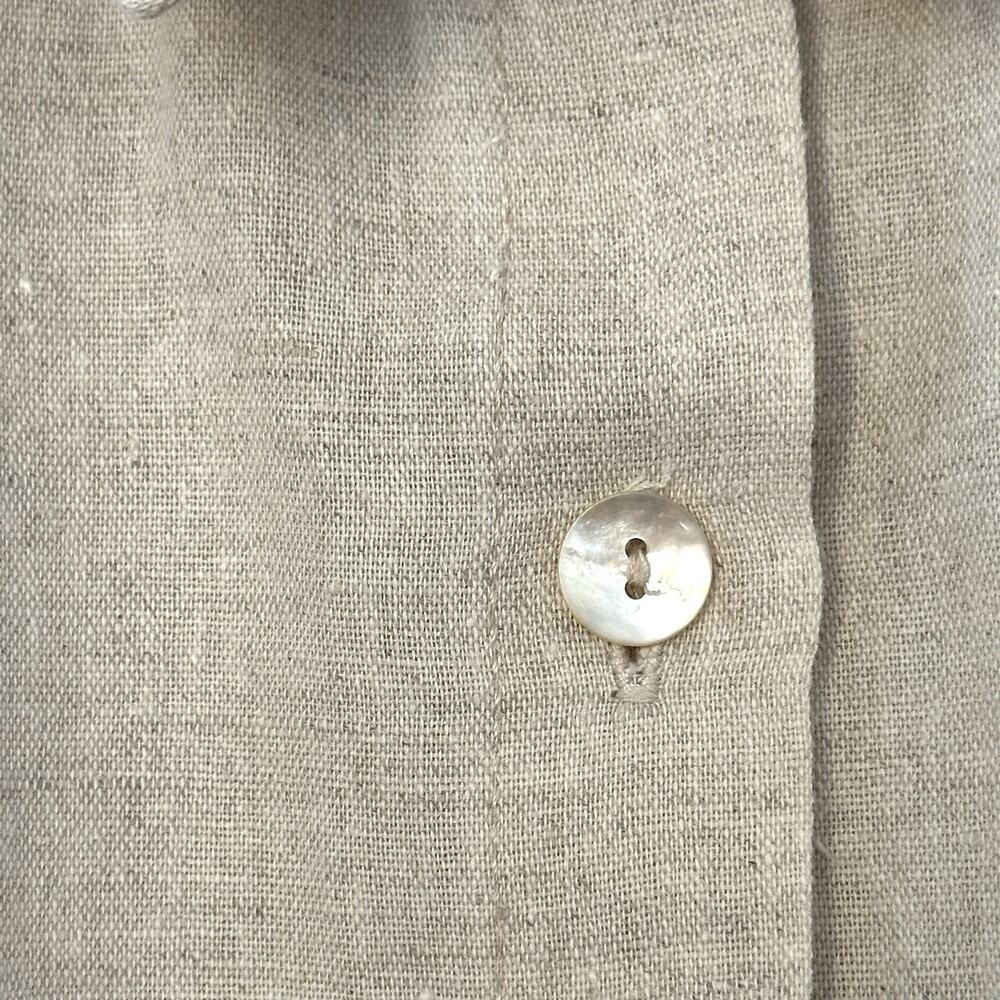 Vintage USA Made Coldwater Creek Linen Cotton Button Up Shirt M side-slit hem - Picture 7 of 10
